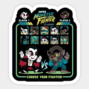Super Monster Fighter - Cartoon Chibi Style - Retro Video Game - Classic Vintage Horror Sticker